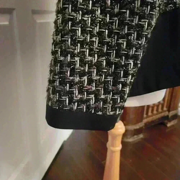 Peter Nygard Wool  Blend Tweed Black & Silver Lined Blazer Jacket Coat Size 18 - Picture 4 of 8
